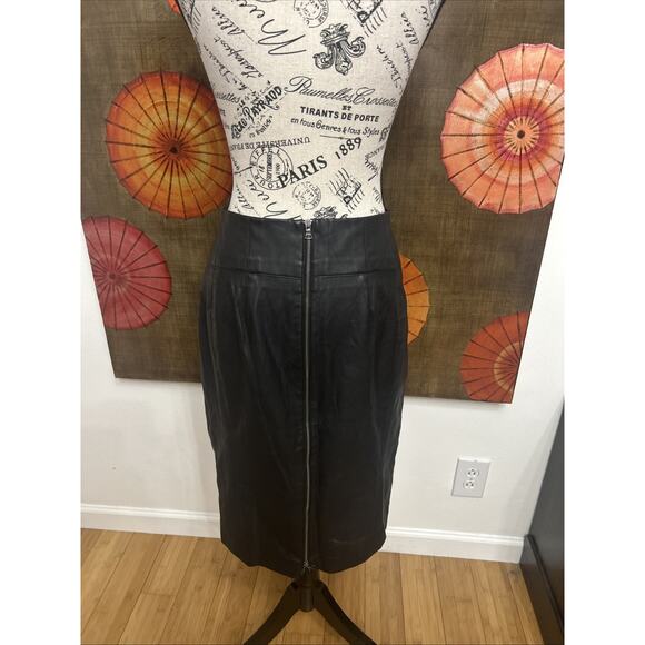 Express Faux Leather High Waisted Full Zipper Pencil Skirt Cruelty Free Sz 12 - Picture 2 of 6